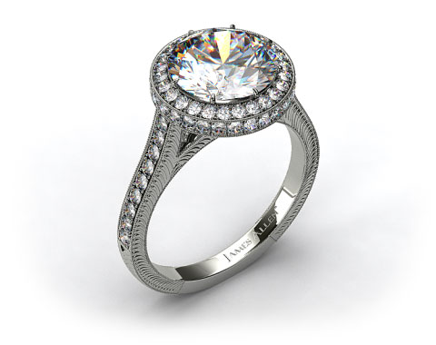 Platinum Rippling Wave Diamond Engagement Ring